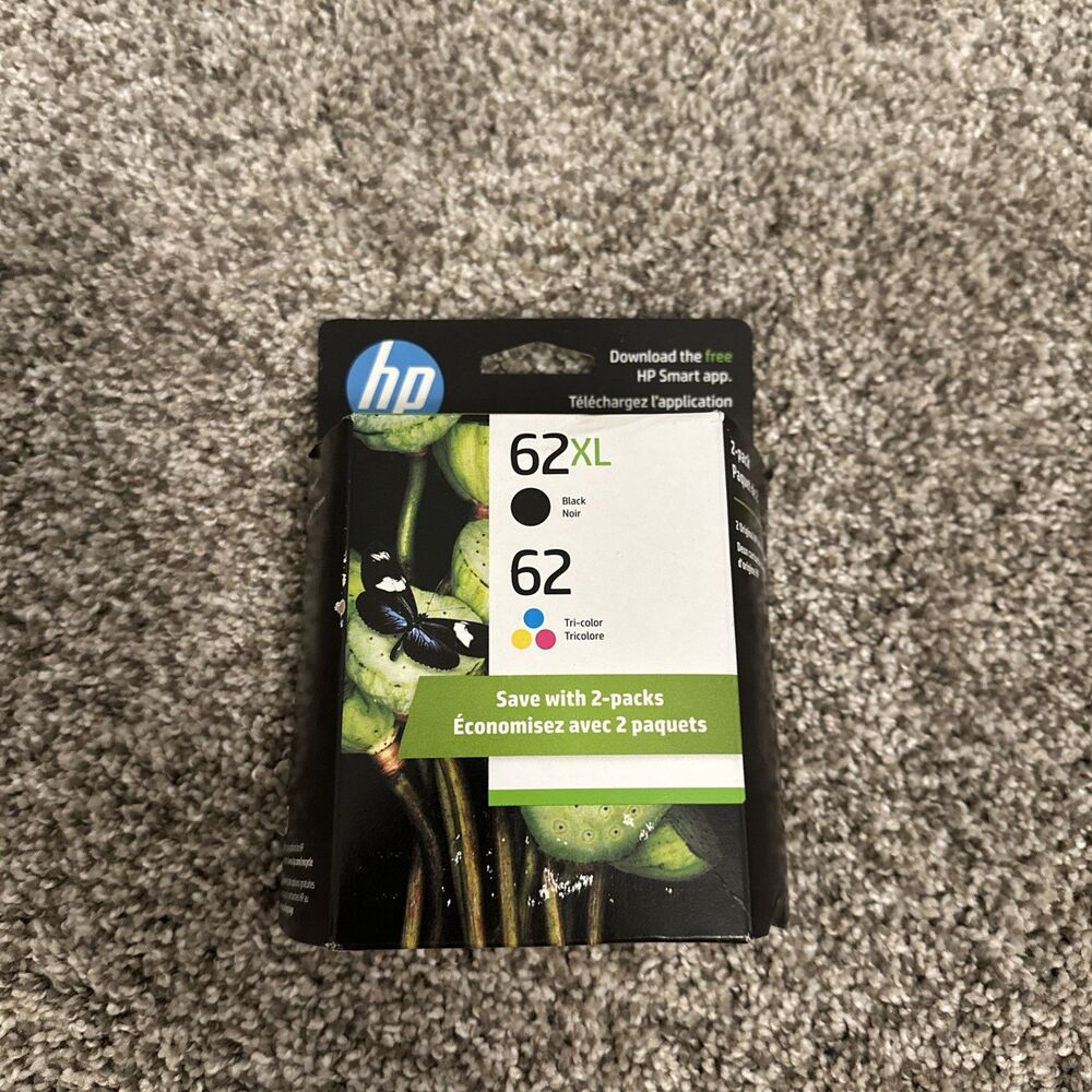 Genuine HP 62 XL Black & 62 Tri-Color Ink Combo 2 Pack (N9H67FN) June 2026